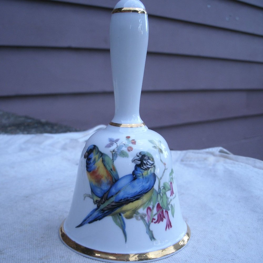 Vintage Parrot Birds Bone China Bell
